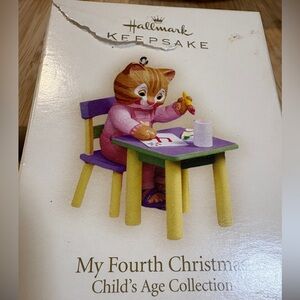 Hallmark Keepsake Cat Ornament - Pink and Yellow